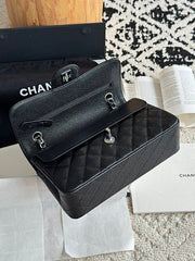 Chanl Classic Double Flap Bag - Black & Silver Hardware
