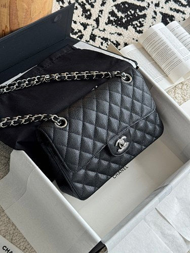 Chanl Classic Double Flap Bag - Black & Silver Hardware