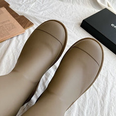 Chanl High Boots - CC Logo Knee-High Rubber Boots - Brown