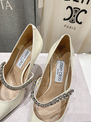 Jmmy Cho Bing 100 Crystal-Embellished Mules - White