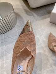 Jmmy Cho Faiz Lace Pumps with Metal Lace Detail - Dusty Rose