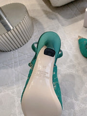 Jmmy Cho Faiz Lace Pumps with Metal Lace Detail - Green