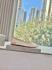 Jmmy Cho Lace & Leather Ballet Flats - White