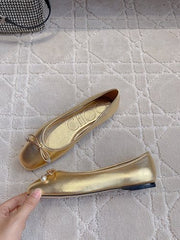 Jmmy Cho Elme Embellished Leather Ballet Flats - Gold