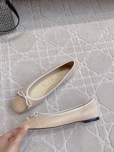 Jmmy Cho Elme Embellished Leather Ballet Flats - Beige