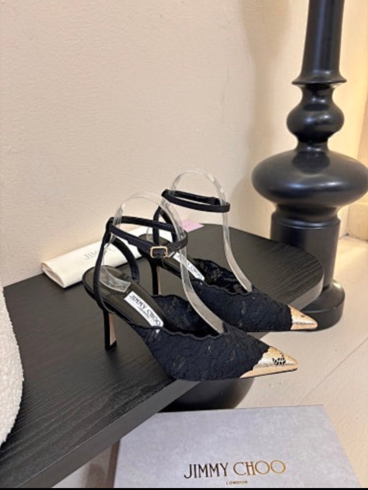 Jmmy Cho Faiz Lace Pumps with Metal Lace