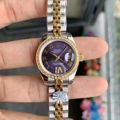 Rolx Lady-Datejust 28 – Aubergine Diamond Dial & Diamond Bezel