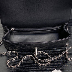Chanl Coco Handle Bag - Black & Silver Hardware
