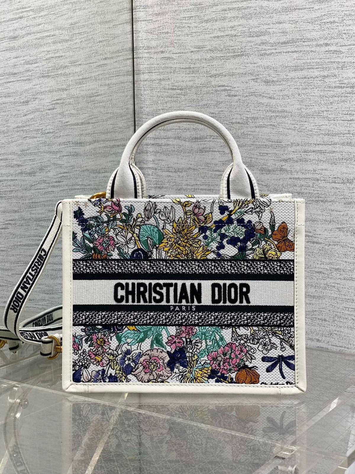 Diour Book Tote "Lucky Dior" - White Pixel Motif