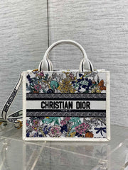 Diour Book Tote "Lucky Dior" - White Pixel Motif