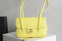 Chanl Preppy Coco Bowling Bag - Yellow & Hardware