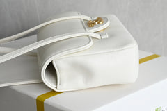 Chanl Preppy Coco Bowling Bag - White & Gold Hardware