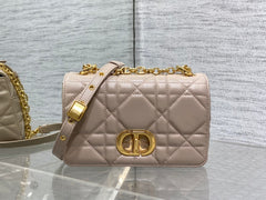 Small Soft Diour Caro Bag - Beige Macrocannage Lambskin