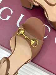 Guci Horsebit Platform Sandal - Brwon