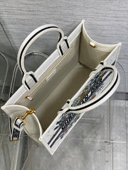 Diour Book Tote "Lucky Dior" - White Pixel Motif