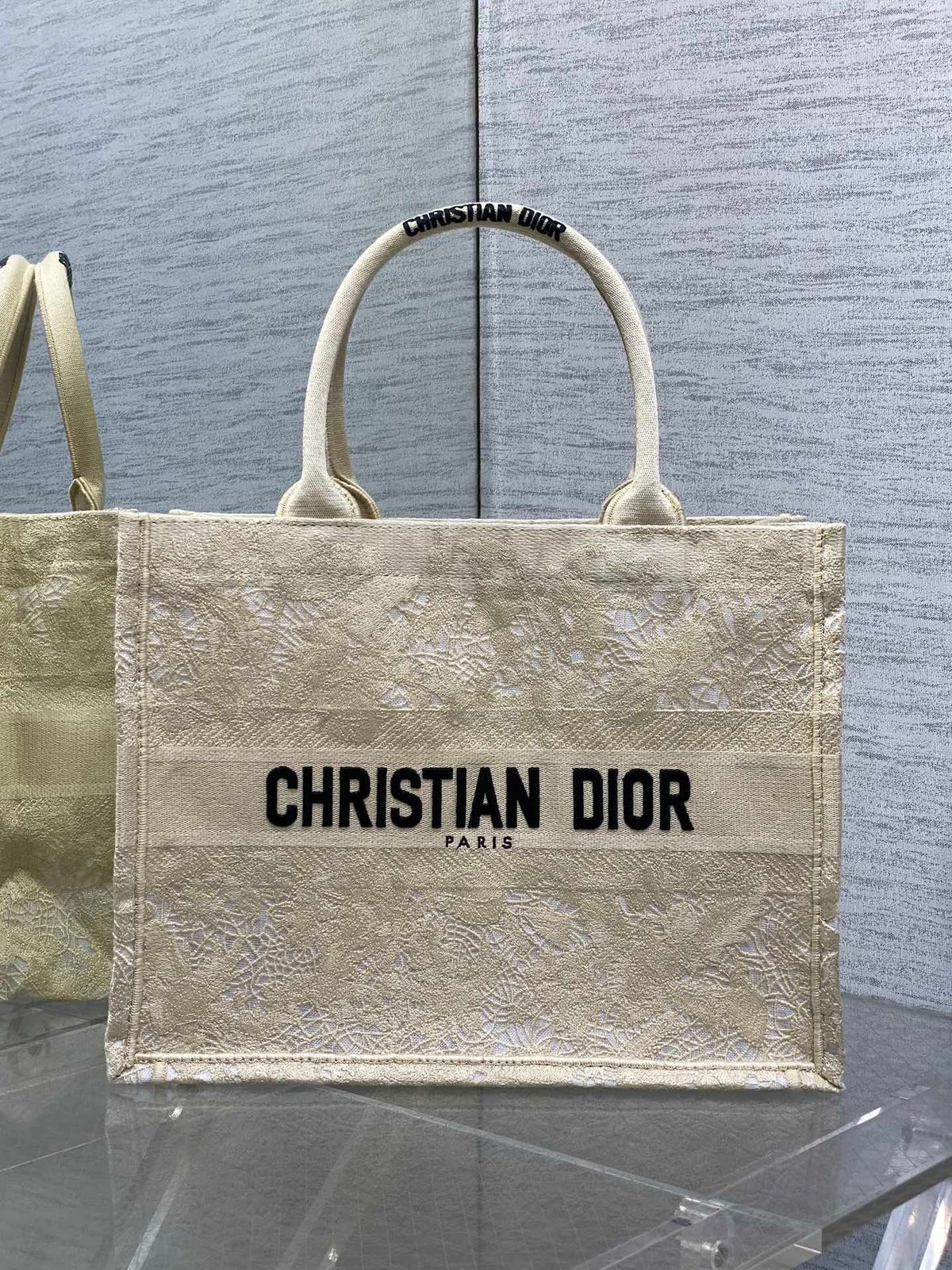 Diour Book Tote - Gold Cannage Raffia/Lace