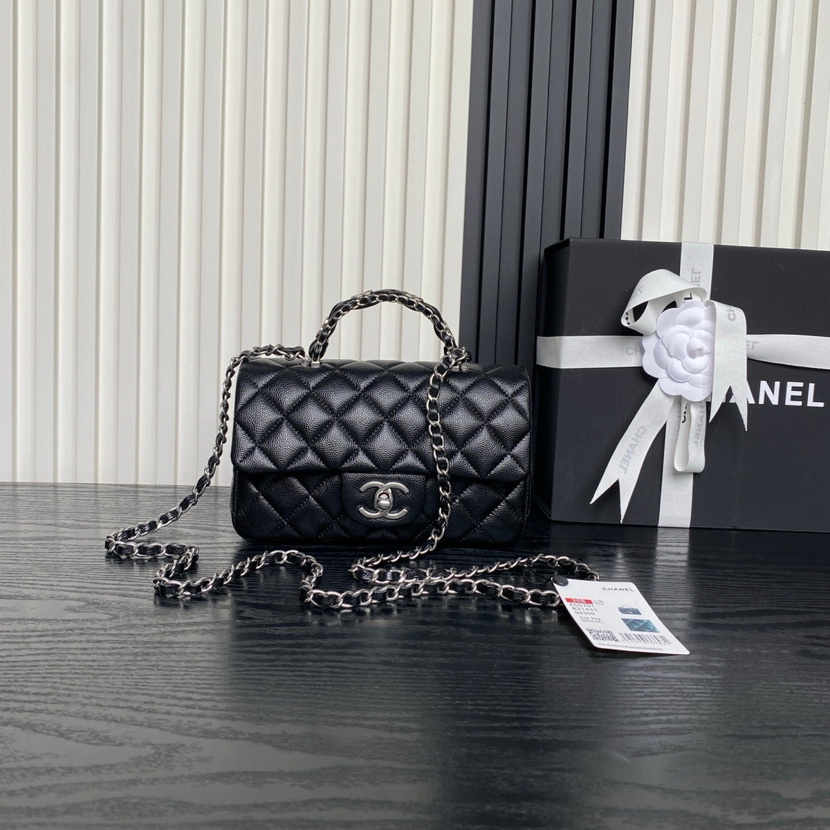 Chanl Coco Handle Bag - Black & Silver Hardware