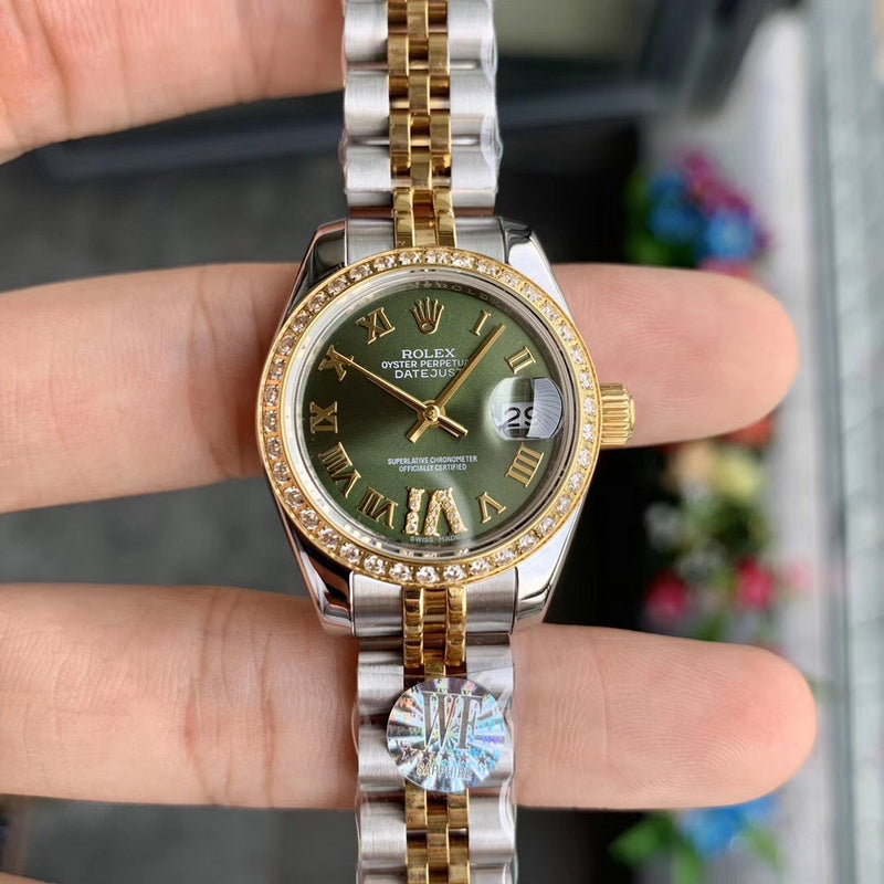 Rolx Datejust 31 – Olive Green Diamond Dial & Diamond Bezel